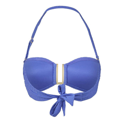 Blue - Back - Biba Womens-Ladies Gold Detail Tie Back Bikini Top