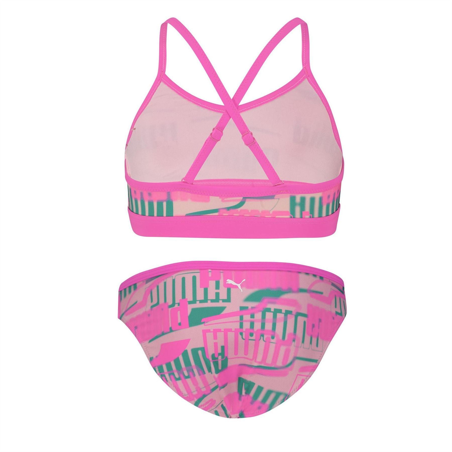 Pink - Back - Puma Girls Repeat Logo Bikini Set