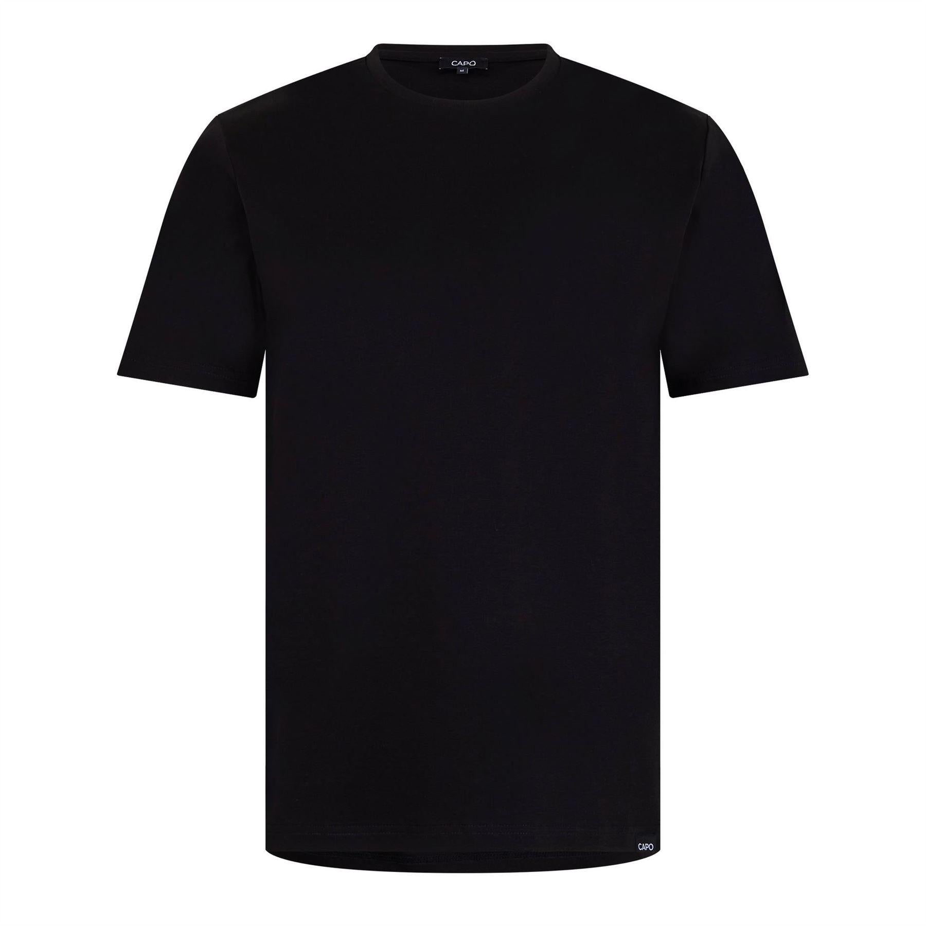 Black - Front - Capo Mens Mercerised Cotton Regular T-Shirt