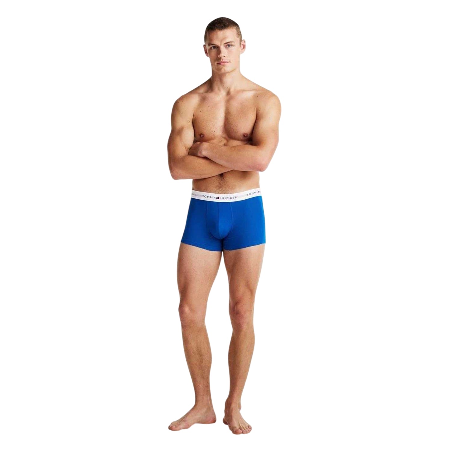 Blue - Side - Tommy Hilfiger Mens Cotton Blend Classic Boxer Shorts (Pack of 3)