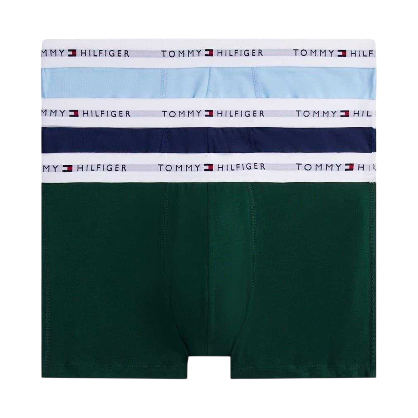 Green-Navy-Blue - Front - Tommy Hilfiger Mens Cotton Blend Classic Boxer Shorts (Pack of 3)