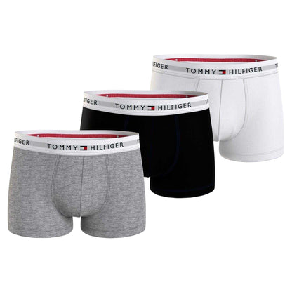 Grey-Black-White - Front - Tommy Hilfiger Mens Cotton Blend Classic Boxer Shorts (Pack of 3)