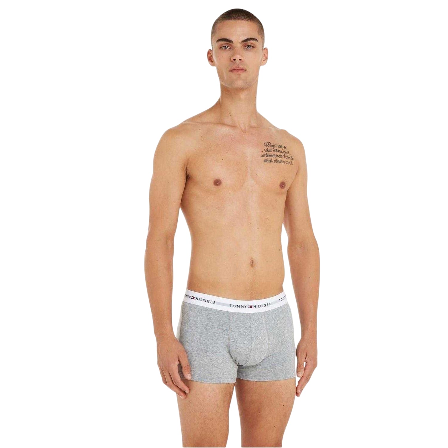 Grey-Black-White - Side - Tommy Hilfiger Mens Cotton Blend Classic Boxer Shorts (Pack of 3)