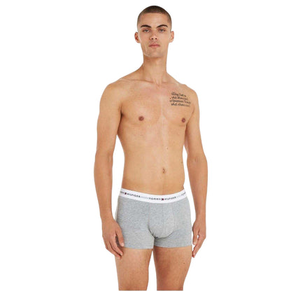 Grey-Black-White - Side - Tommy Hilfiger Mens Cotton Blend Classic Boxer Shorts (Pack of 3)