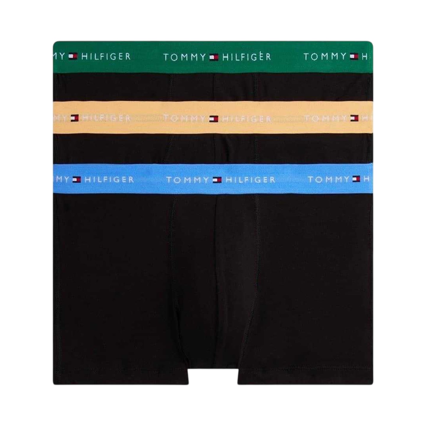 Orange-Blue-Green - Front - Tommy Hilfiger Mens Cotton Blend Classic Boxer Shorts (Pack of 3)