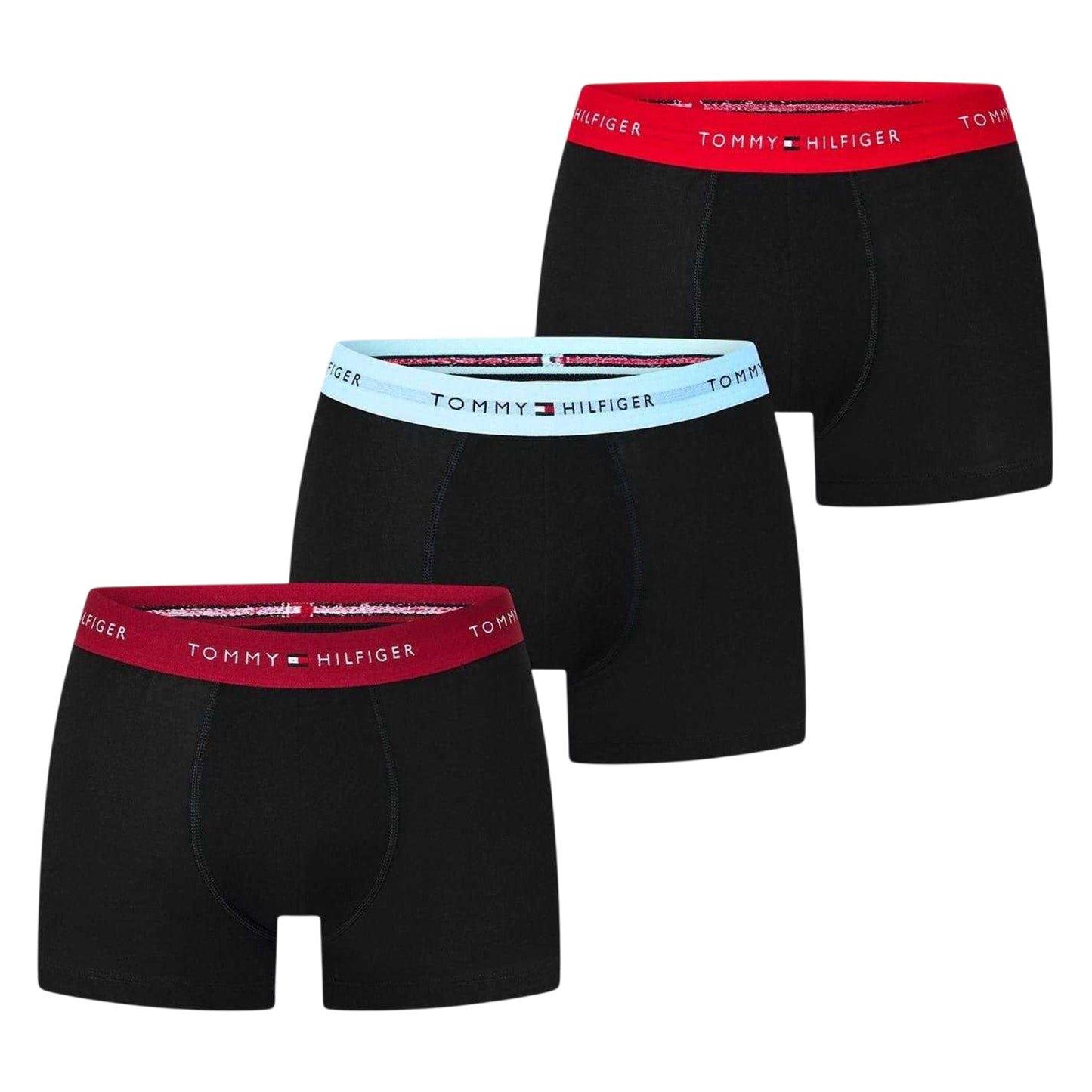 Red-Blue - Front - Tommy Hilfiger Mens Cotton Blend Classic Boxer Shorts (Pack of 3)