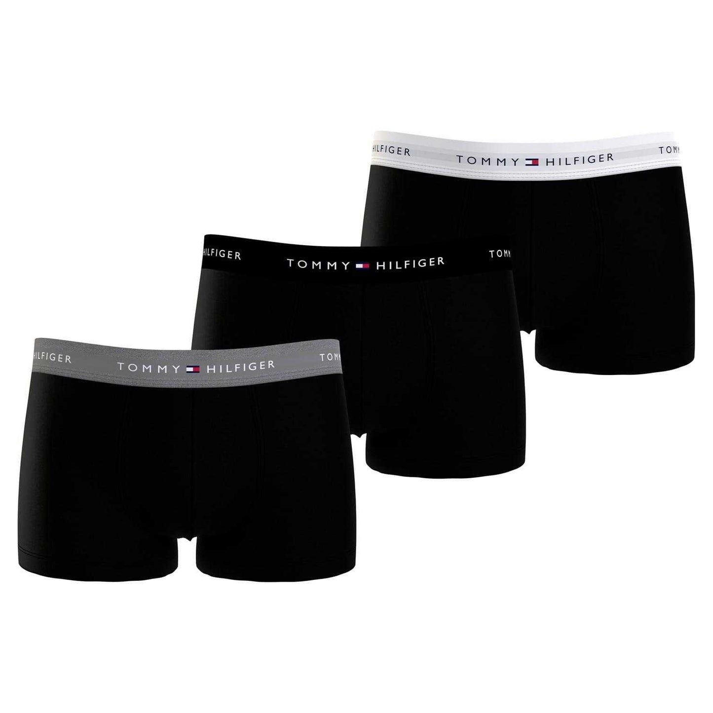 Black-Grey-White - Front - Tommy Hilfiger Mens Cotton Blend Classic Boxer Shorts (Pack of 3)