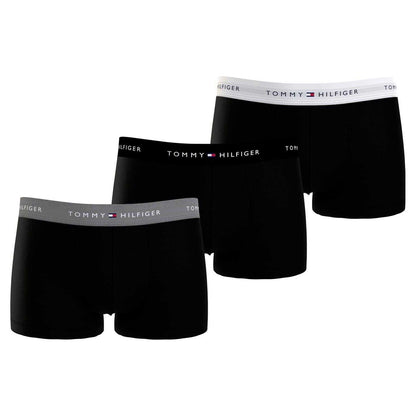 Black-Grey-White - Front - Tommy Hilfiger Mens Cotton Blend Classic Boxer Shorts (Pack of 3)