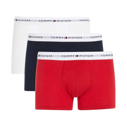 Sky-White-Red - Back - Tommy Hilfiger Mens Cotton Blend Classic Boxer Shorts (Pack of 3)