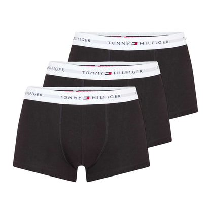Black-White - Front - Tommy Hilfiger Mens Cotton Blend Classic Boxer Shorts (Pack of 3)