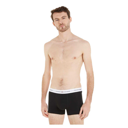 Black-White - Side - Tommy Hilfiger Mens Cotton Blend Classic Boxer Shorts (Pack of 3)