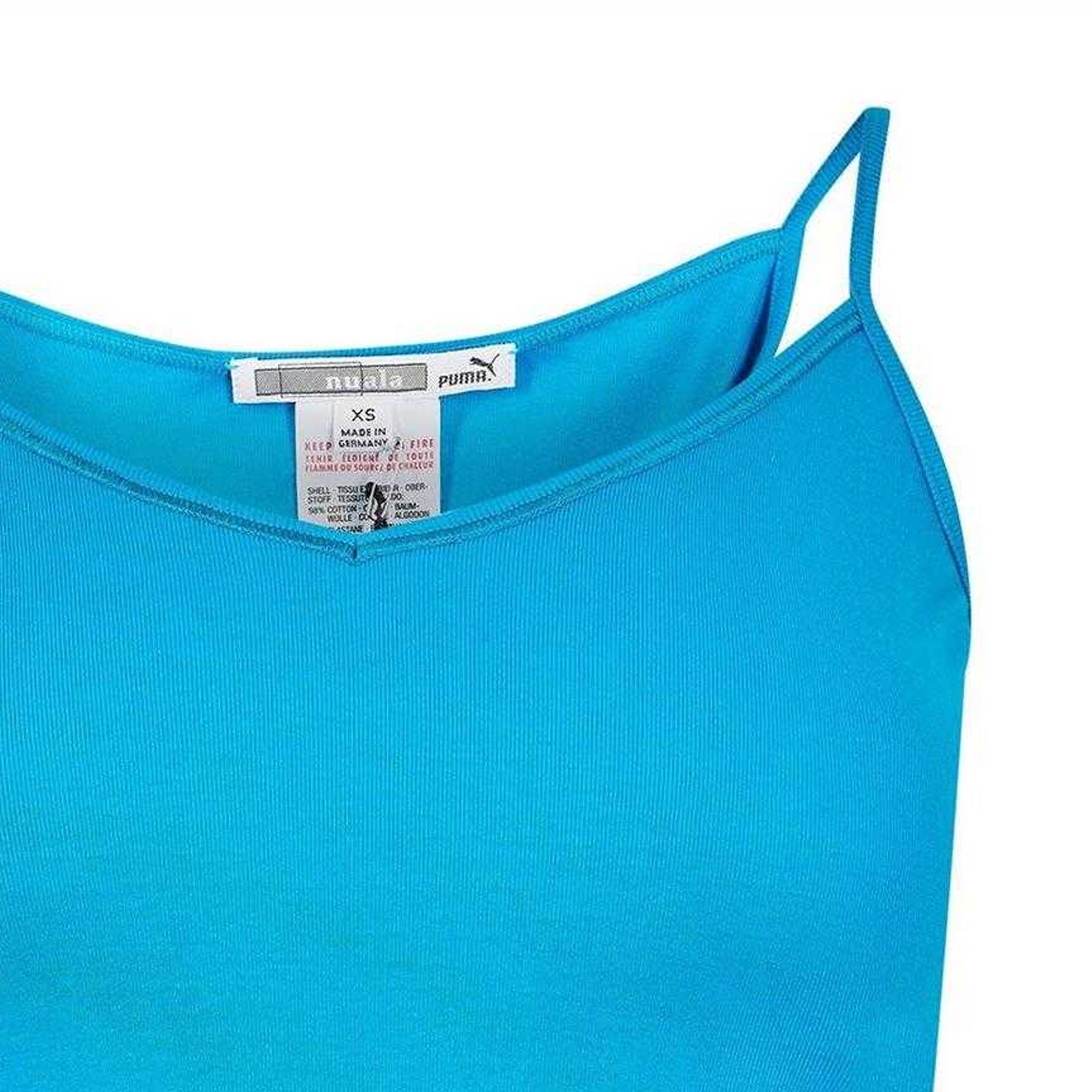 Blue - Side - Puma Womens-Ladies Ribbed V Neck Vest Top