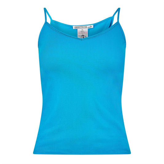 Blue - Front - Puma Womens-Ladies Ribbed V Neck Vest Top