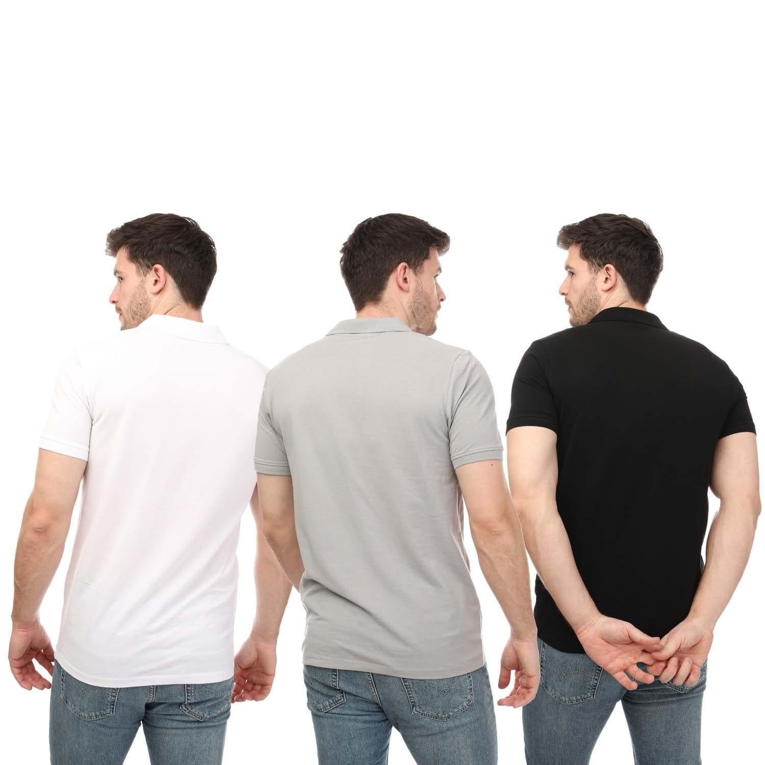 Black-Grey-White - Back - Jack And Jones Mens Polo Shirt (Pack of 3)
