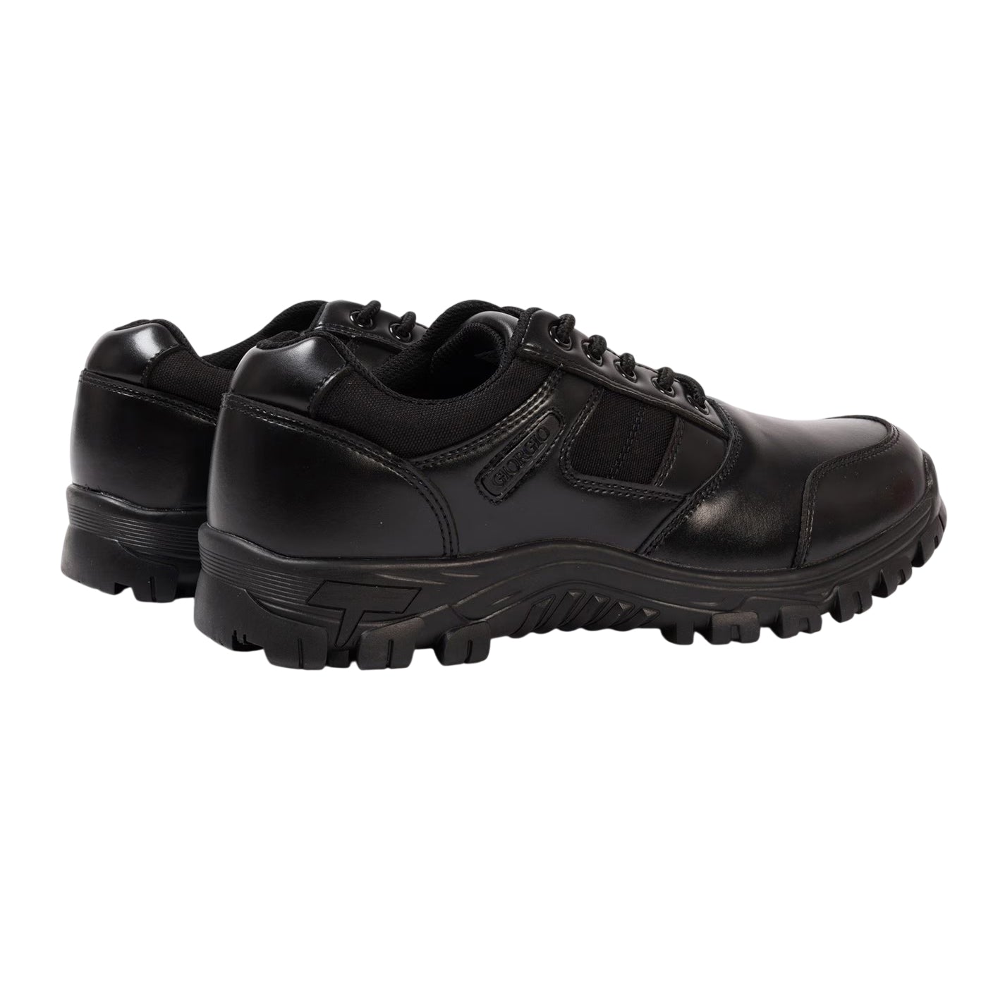 Black - Back - Giorgio Mens Logo Leather Shoes