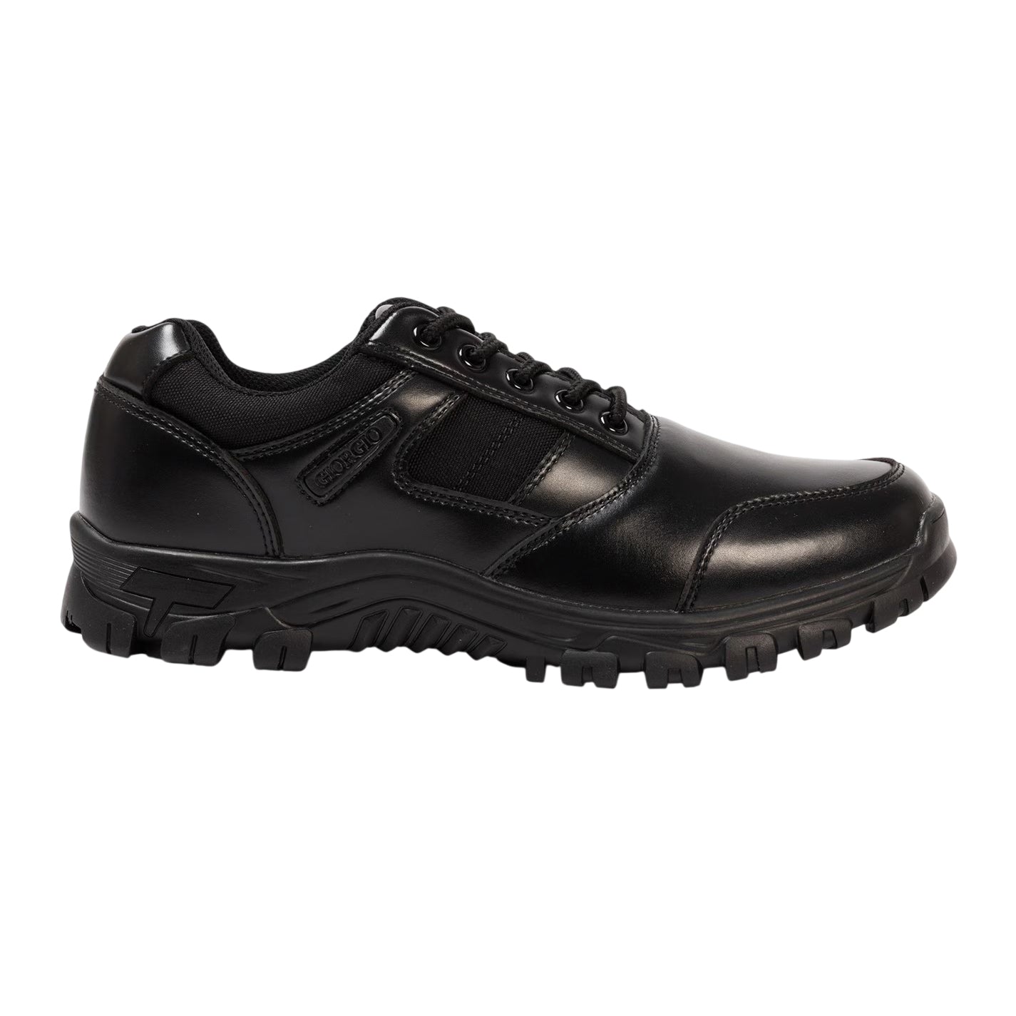 Black - Front - Giorgio Mens Logo Leather Shoes