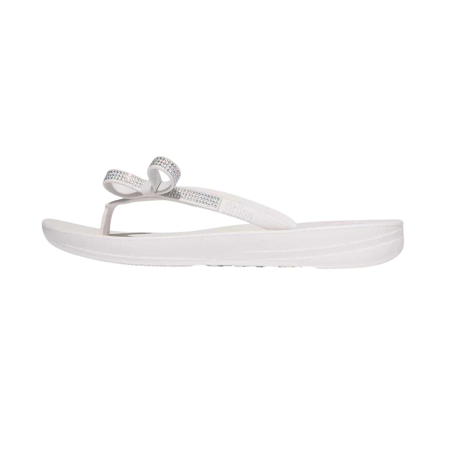 White - Back - Fit Flop Womens-Ladies Iqushion Rhinestone Bow Detail Flip Flops