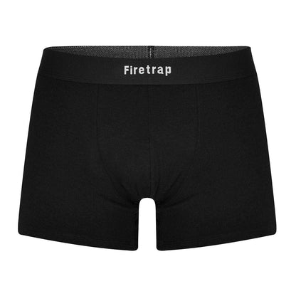 Black - Back - Firetrap Mens Logo Boxer Shorts (Pack of 2)