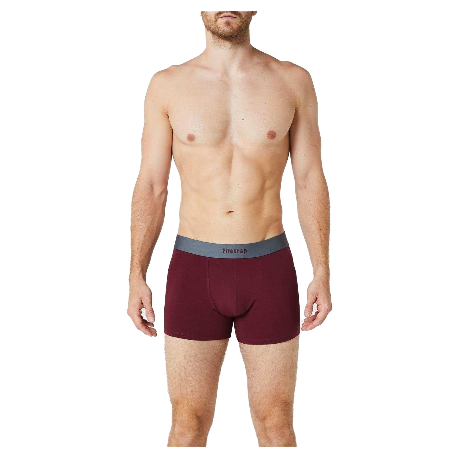 Grey-Wine - Back - Firetrap Mens Logo Boxer Shorts (Pack of 2)