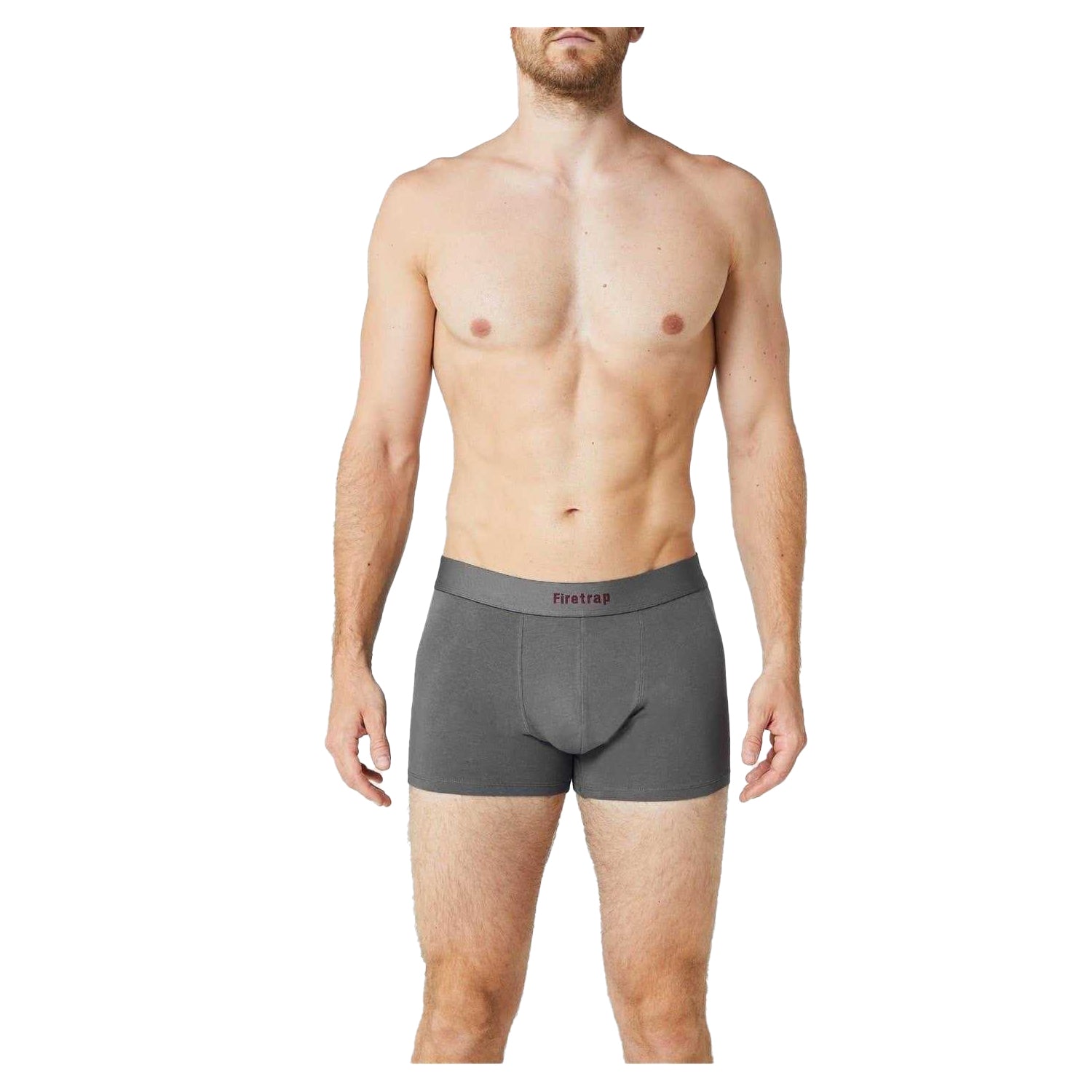 Grey-Wine - Side - Firetrap Mens Logo Boxer Shorts (Pack of 2)