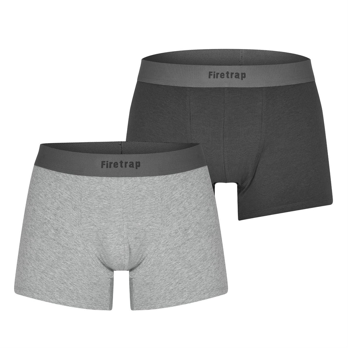 Grey-Grey Marl - Front - Firetrap Mens Logo Boxer Shorts (Pack of 2)