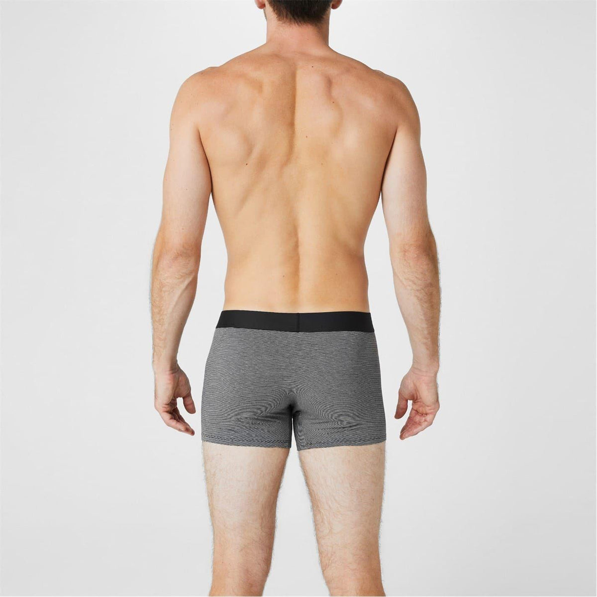 Black-Grey Stripe - Side - Firetrap Mens Logo Boxer Shorts (Pack of 2)