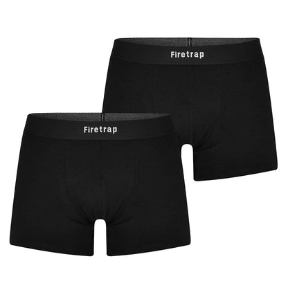 Black - Front - Firetrap Mens Logo Boxer Shorts (Pack of 2)