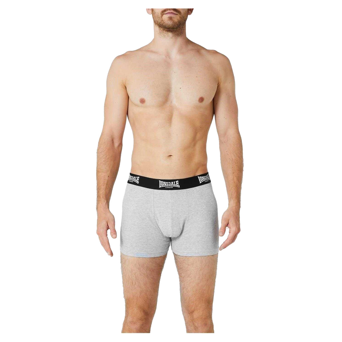 Grey - Back - Lonsdale Mens Boxer Shorts (Pack of 2)