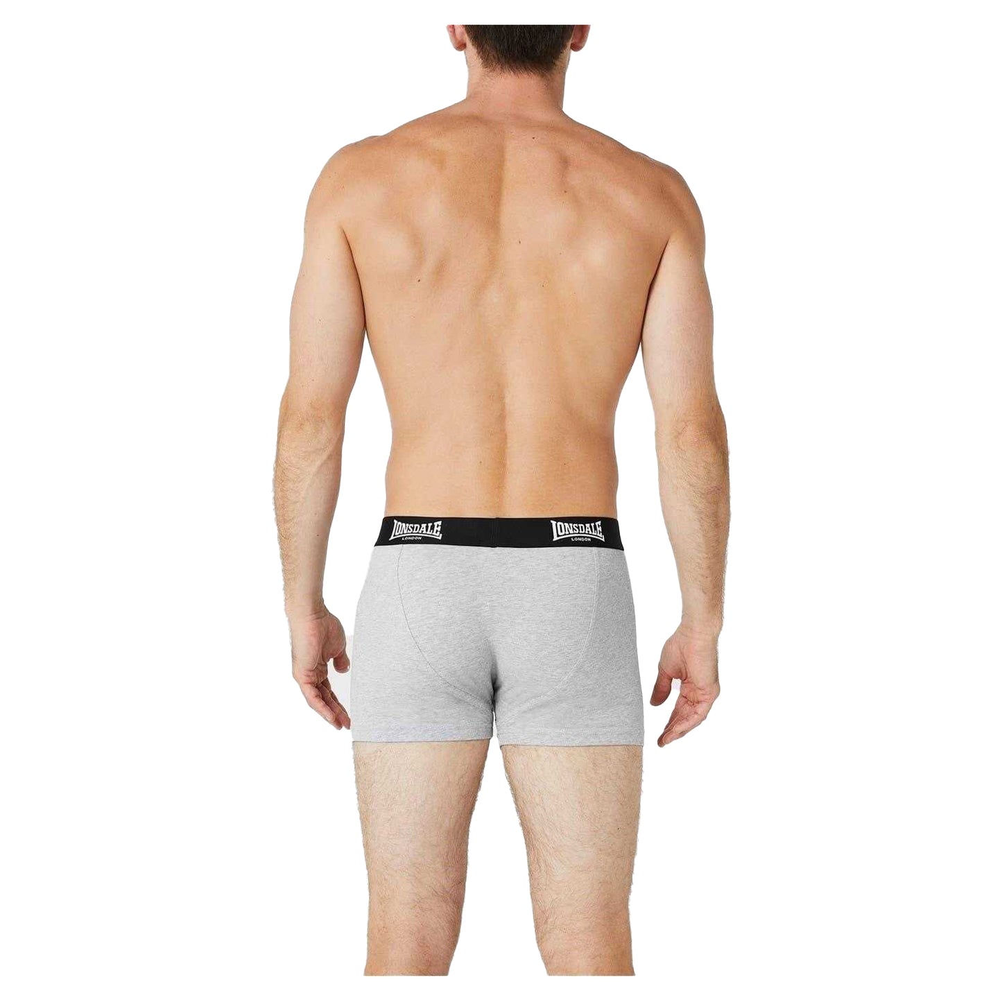Grey - Side - Lonsdale Mens Boxer Shorts (Pack of 2)