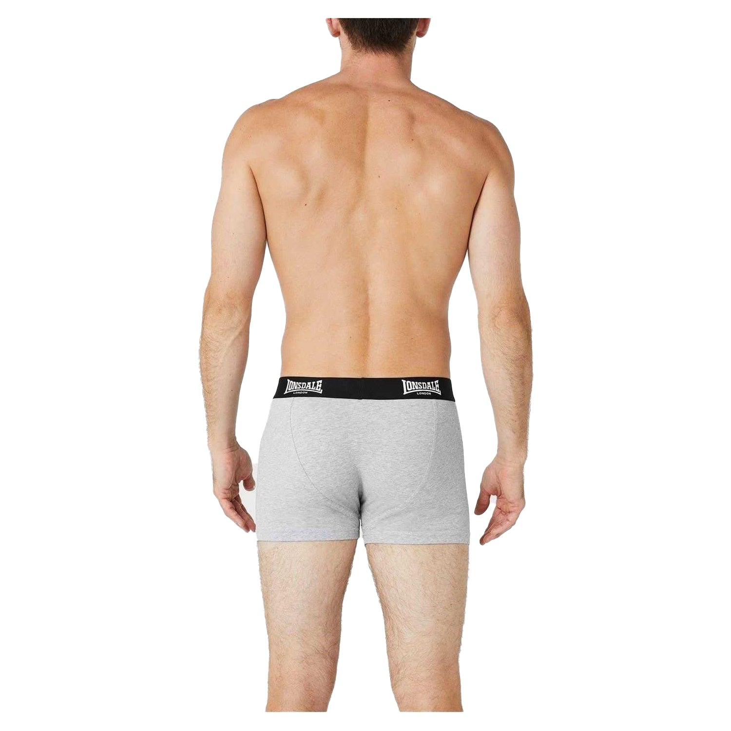 Grey - Side - Lonsdale Mens Boxer Shorts (Pack of 2)