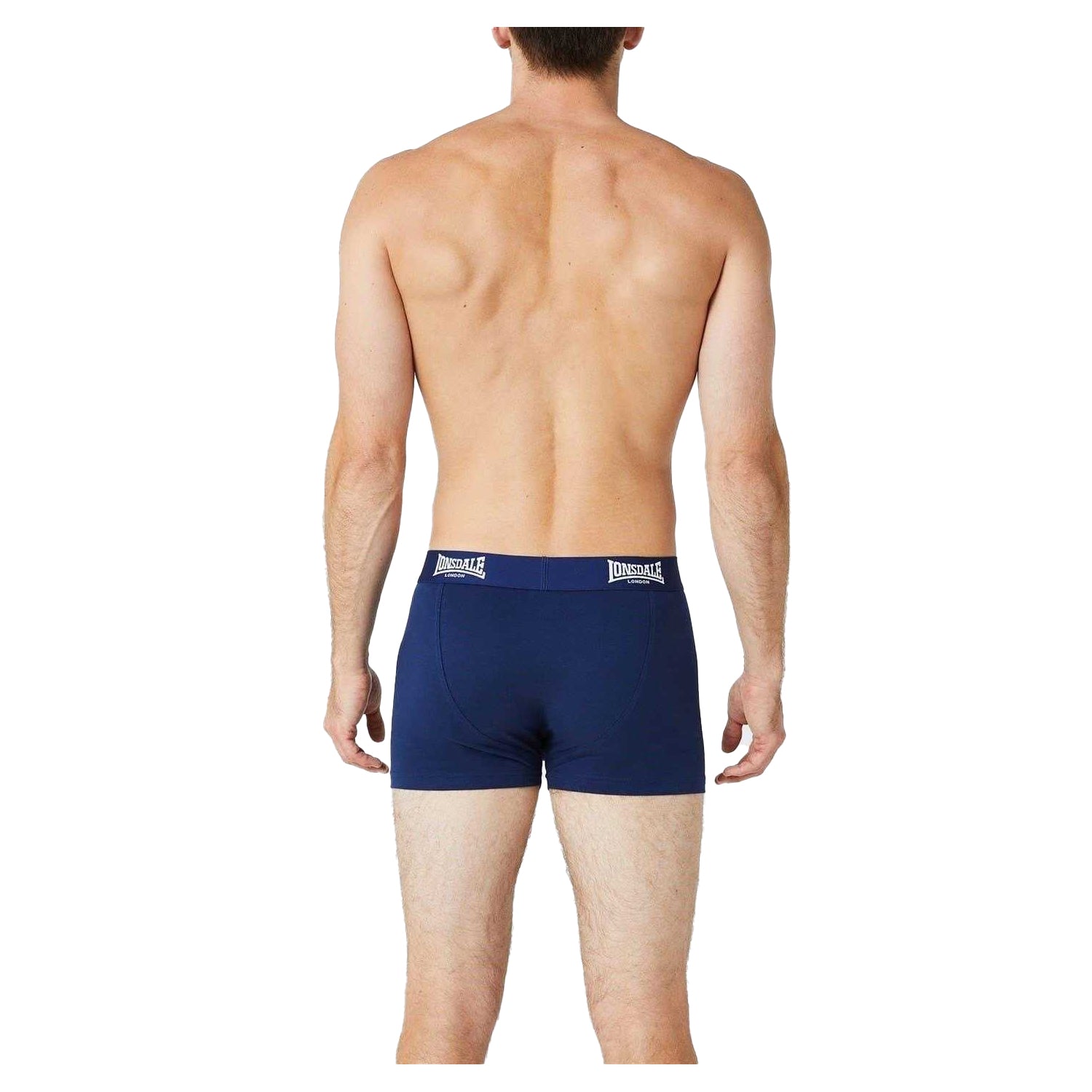 Navy - Side - Lonsdale Mens Boxer Shorts (Pack of 2)