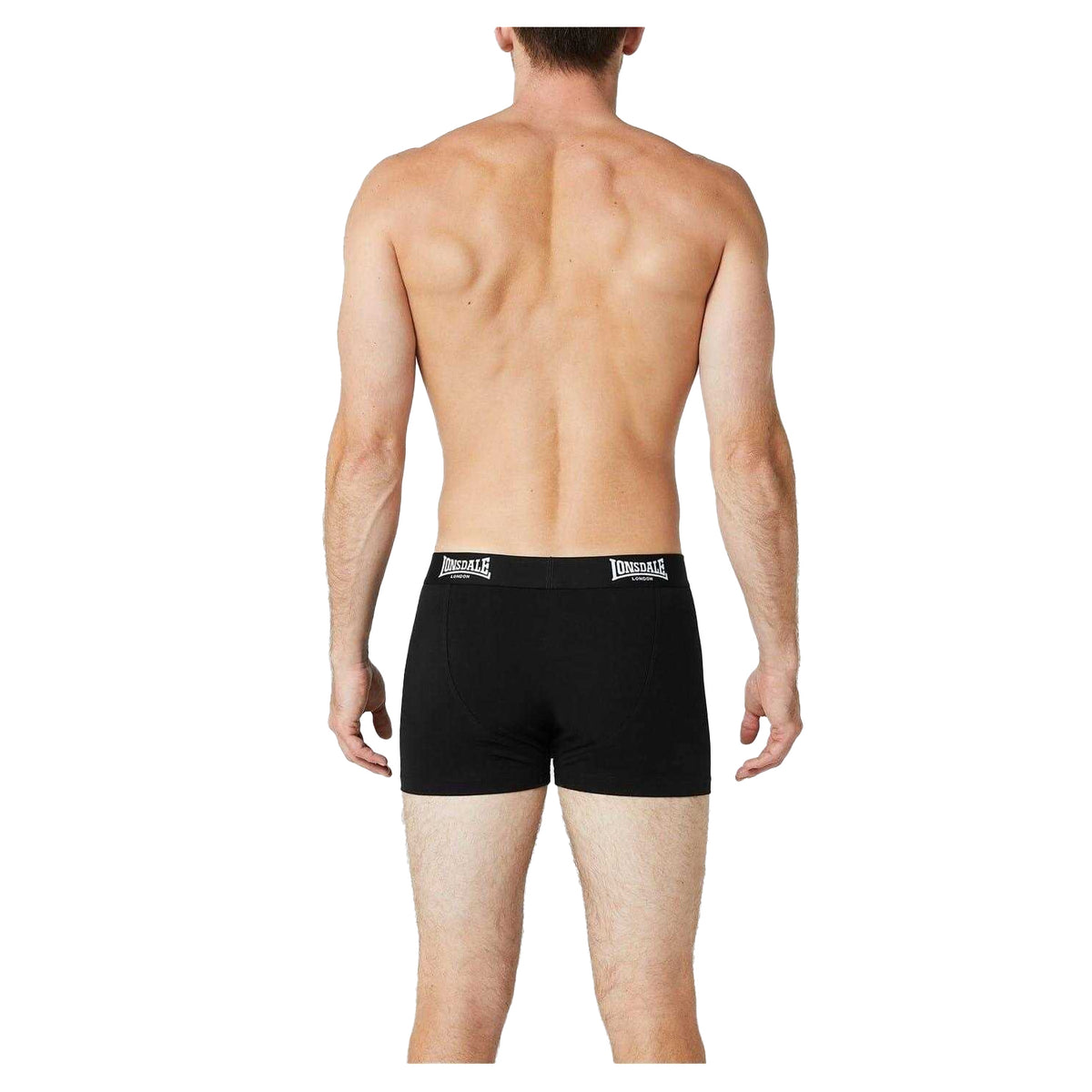Black - Side - Lonsdale Mens Boxer Shorts (Pack of 2)