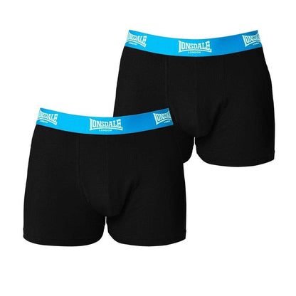Black-Bright Blue - Front - Lonsdale Mens Boxer Shorts (Pack of 2)