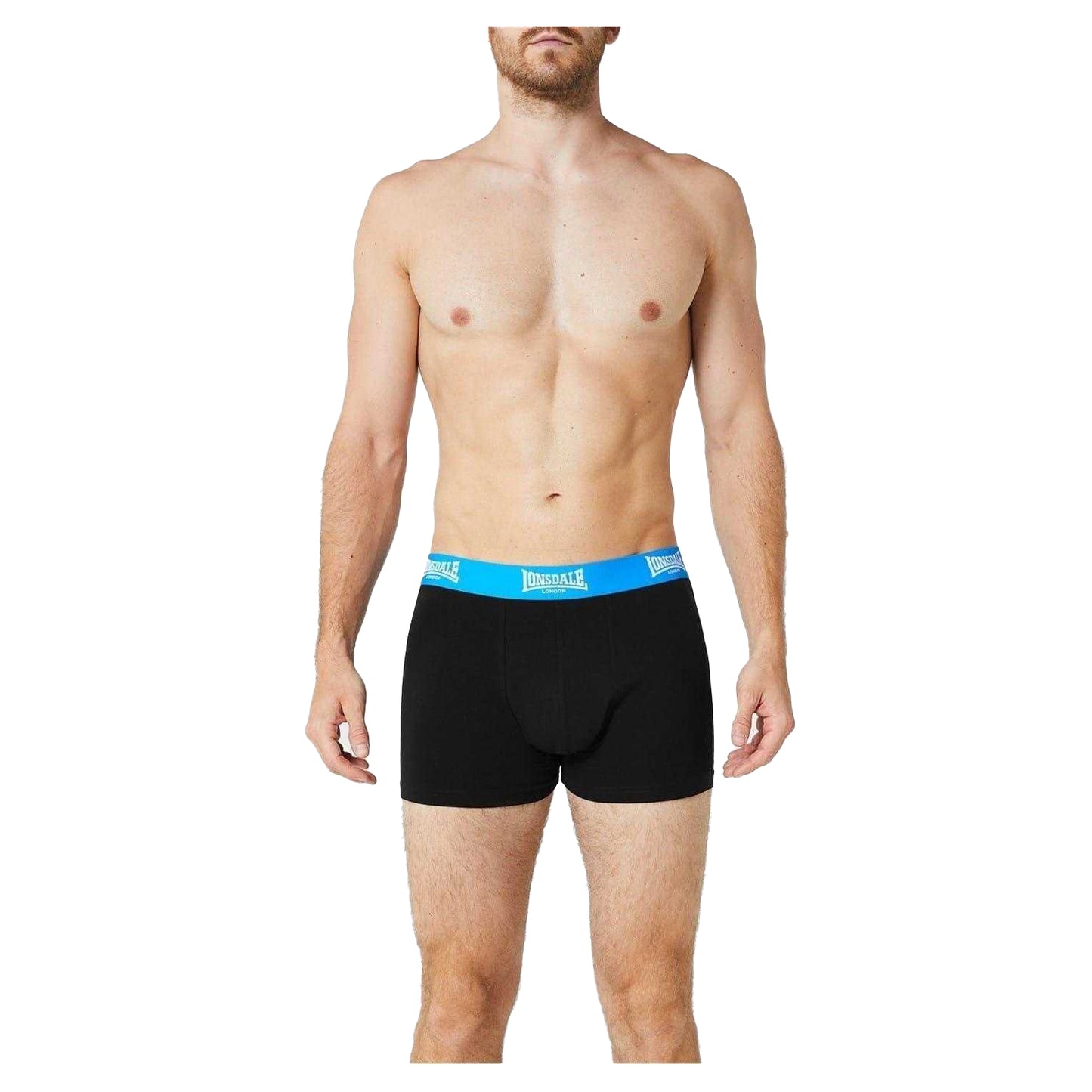Black-Bright Blue - Back - Lonsdale Mens Boxer Shorts (Pack of 2)