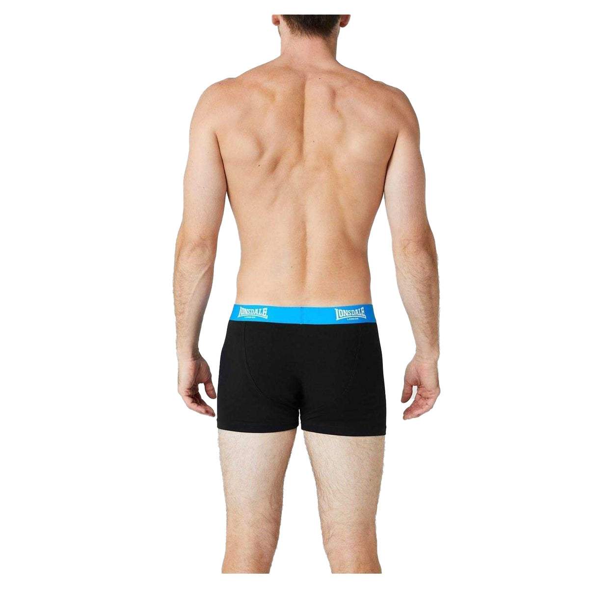 Black-Bright Blue - Side - Lonsdale Mens Boxer Shorts (Pack of 2)