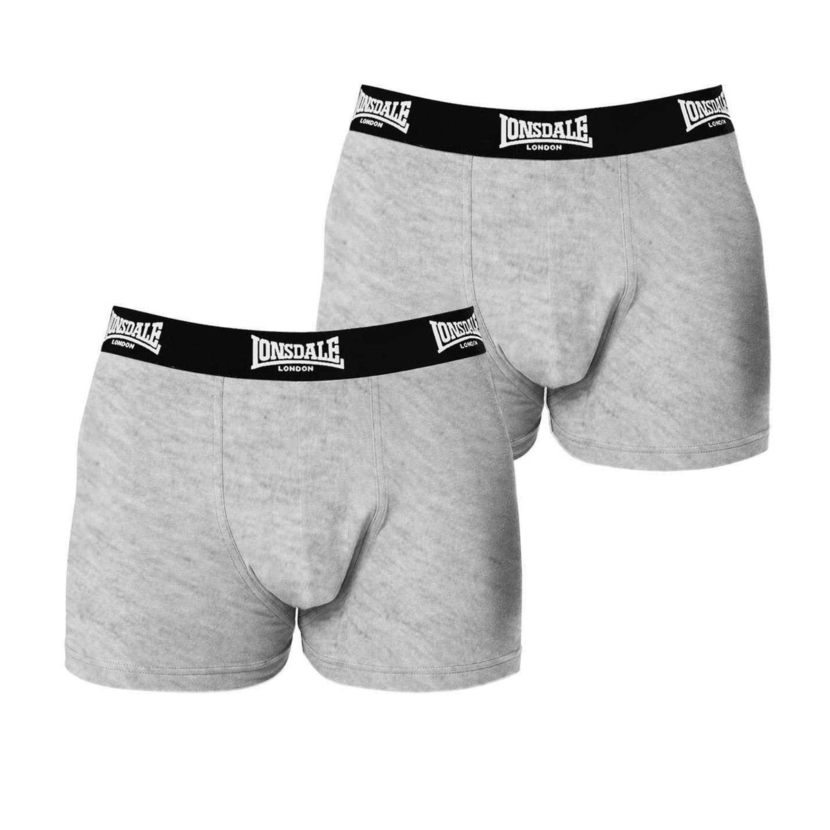 Grey - Front - Lonsdale Mens Boxer Shorts (Pack of 2)