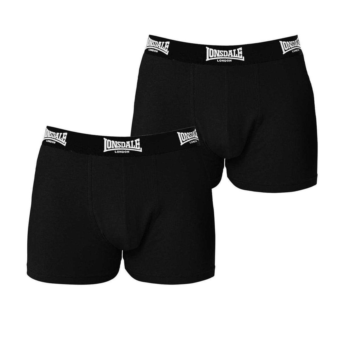Black - Front - Lonsdale Mens Boxer Shorts (Pack of 2)