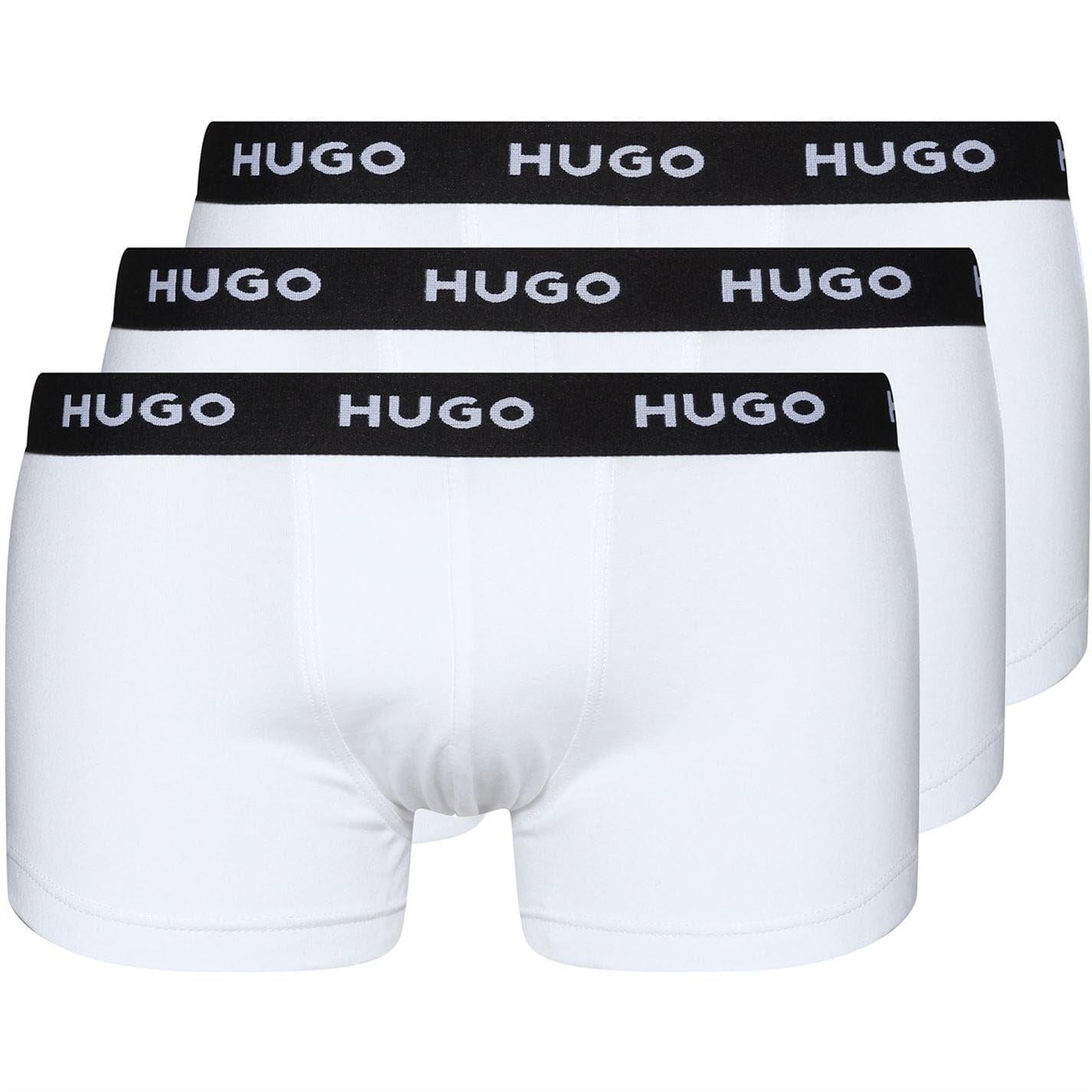 White - Front - Hugo Mens Cotton Blend Boxer Shorts (Pack of 3)