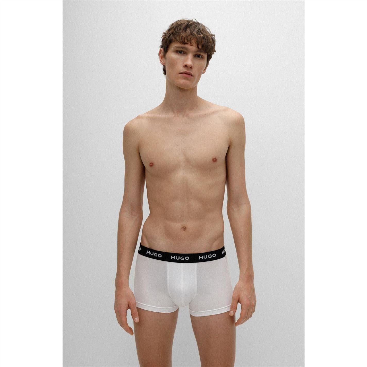 White - Back - Hugo Mens Cotton Blend Boxer Shorts (Pack of 3)