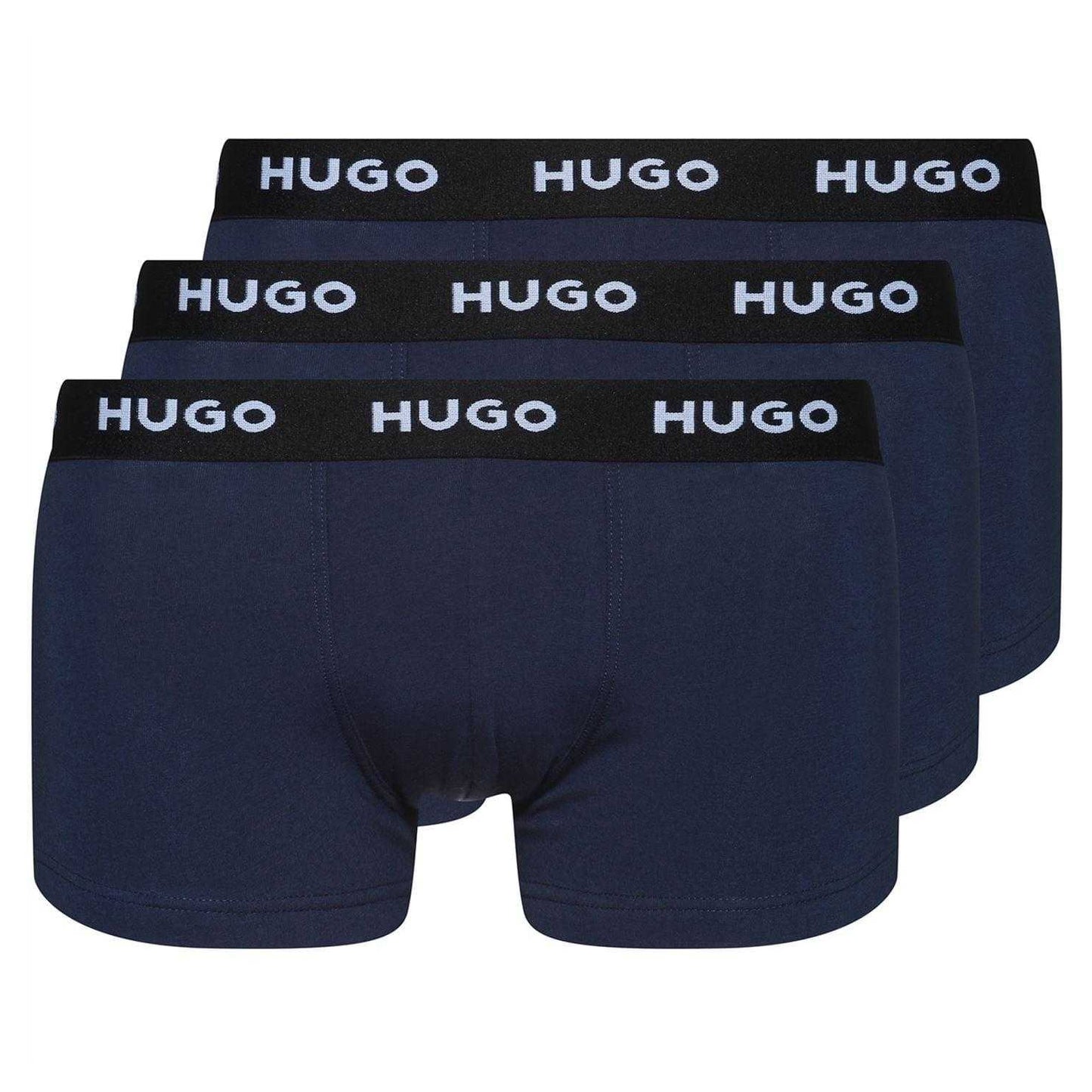 Navy - Front - Hugo Mens Cotton Blend Boxer Shorts (Pack of 3)