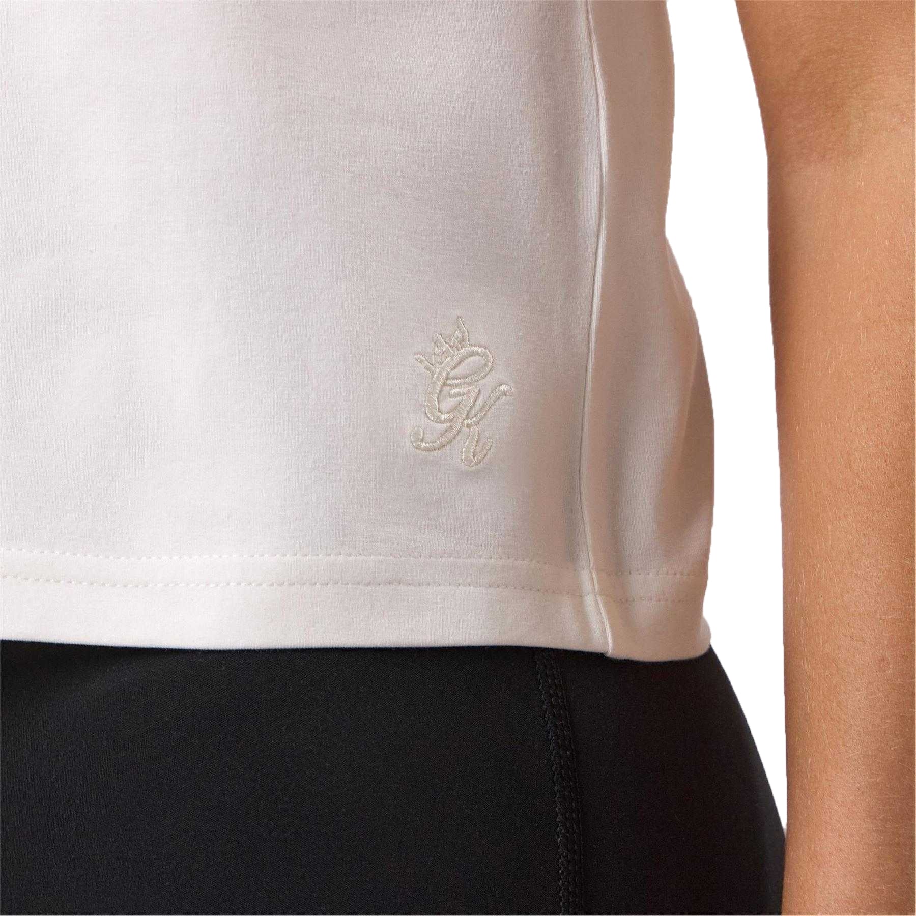 White - Side - Gym King Womens-Ladies Victory Capped Sleeved Crop T-Shirt