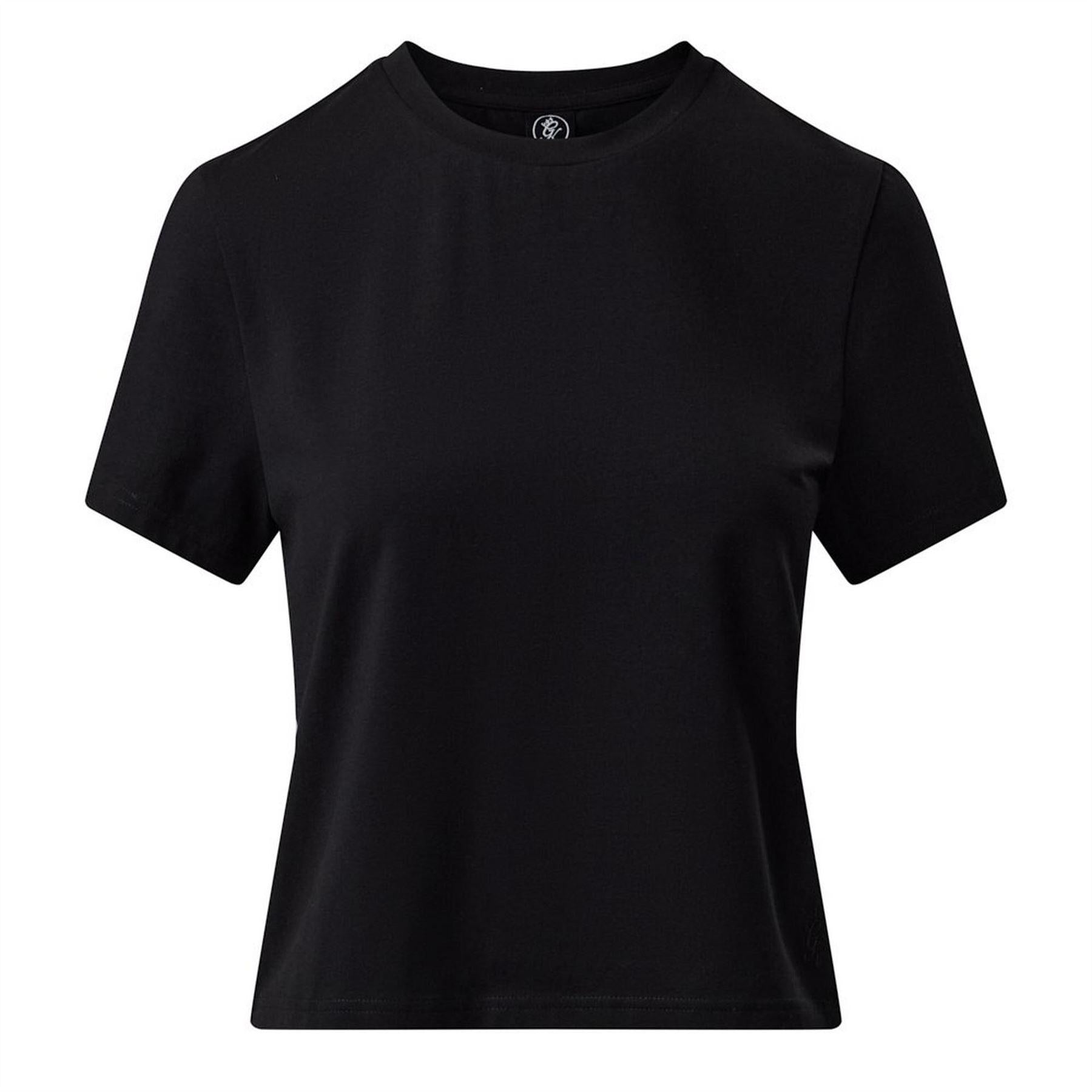 Black - Front - Gym King Womens-Ladies Victory Capped Sleeved Crop T-Shirt