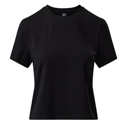 Black - Front - Gym King Womens-Ladies Victory Capped Sleeved Crop T-Shirt