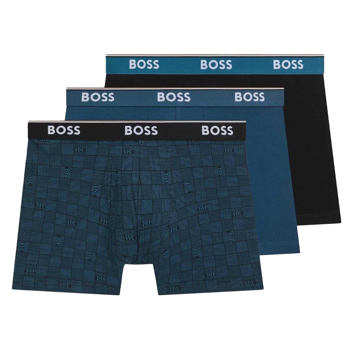 Blue-Black - Front - Boss Mens Boxer Shorts (Pack of 3)