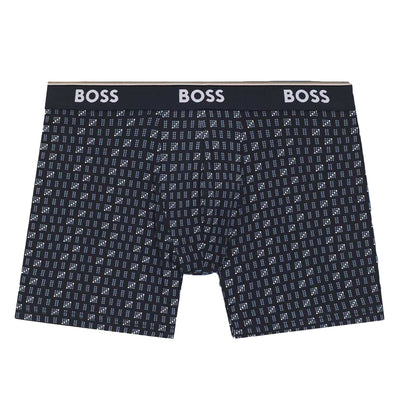 Blue-Navy - Back - Boss Mens Boxer Shorts (Pack of 3)