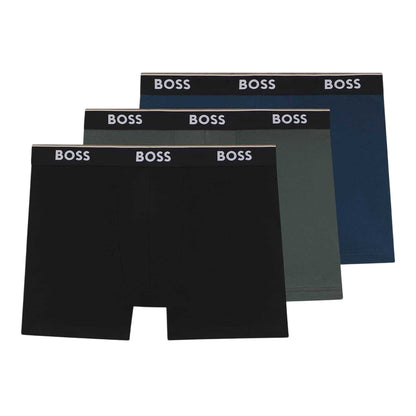 Grey-Black-Blue - Front - Boss Mens Boxer Shorts (Pack of 3)
