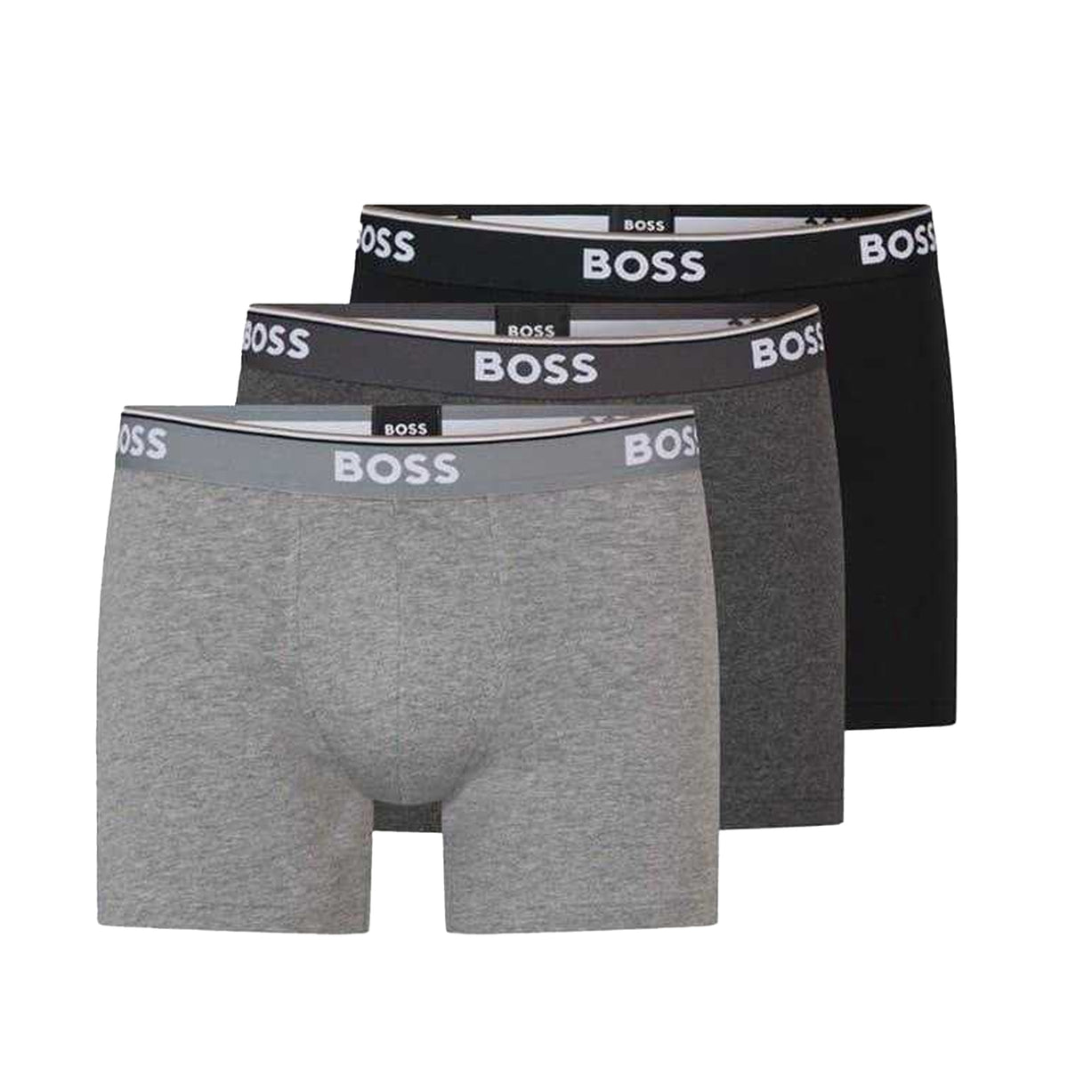Black-Charcoal-Grey - Front - Boss Mens Boxer Shorts (Pack of 3)