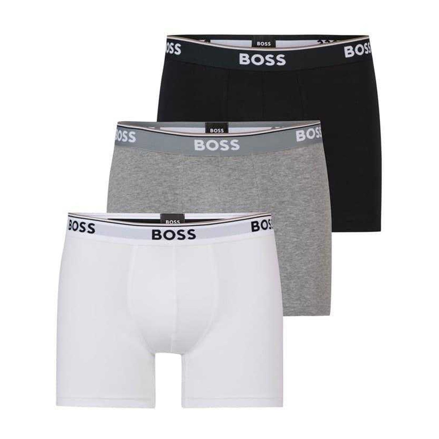 Black-White-Grey - Front - Boss Mens Boxer Shorts (Pack of 3)