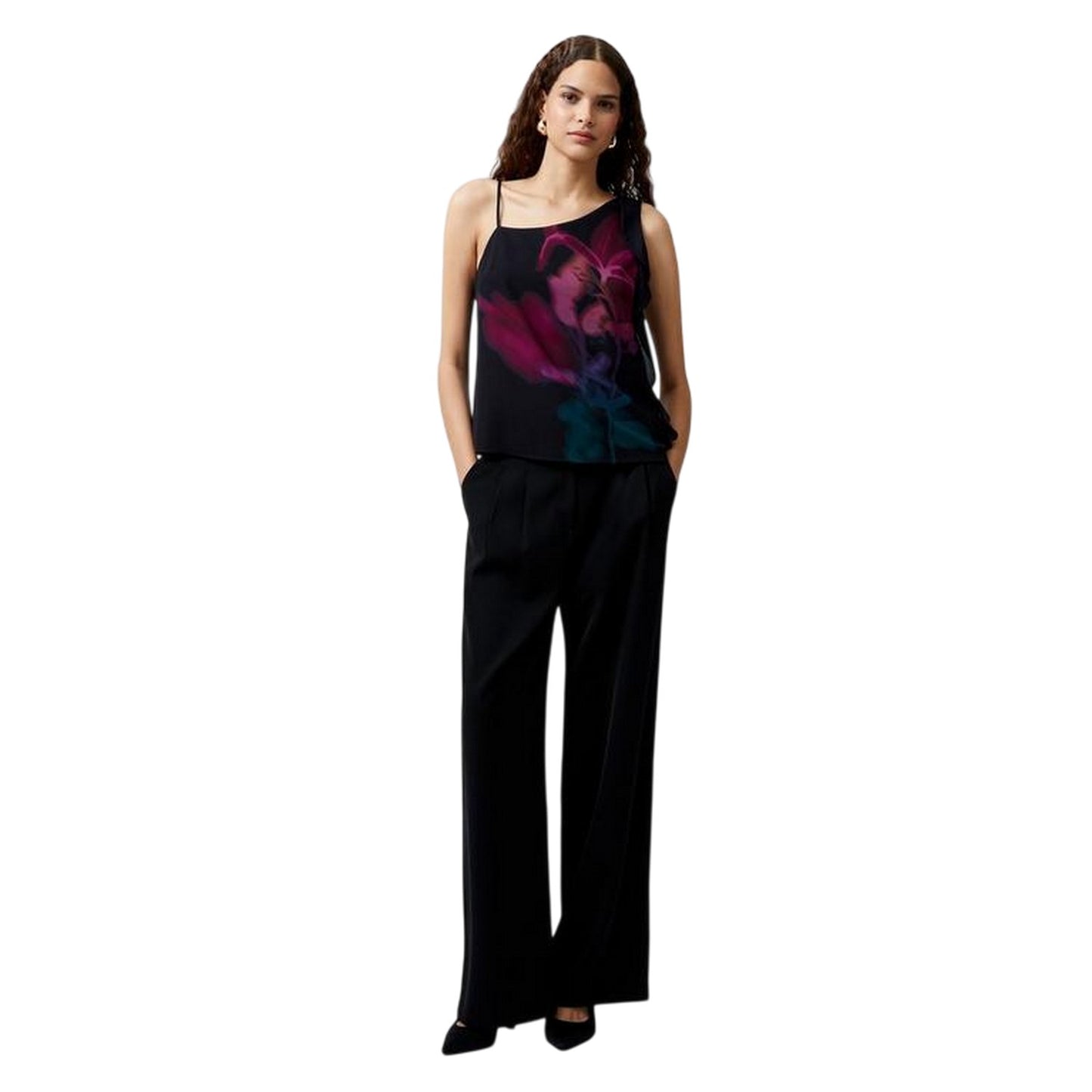 Blackout-Multicoloured - Side - French Connection Womens-Ladies One Shoulder Tank Top