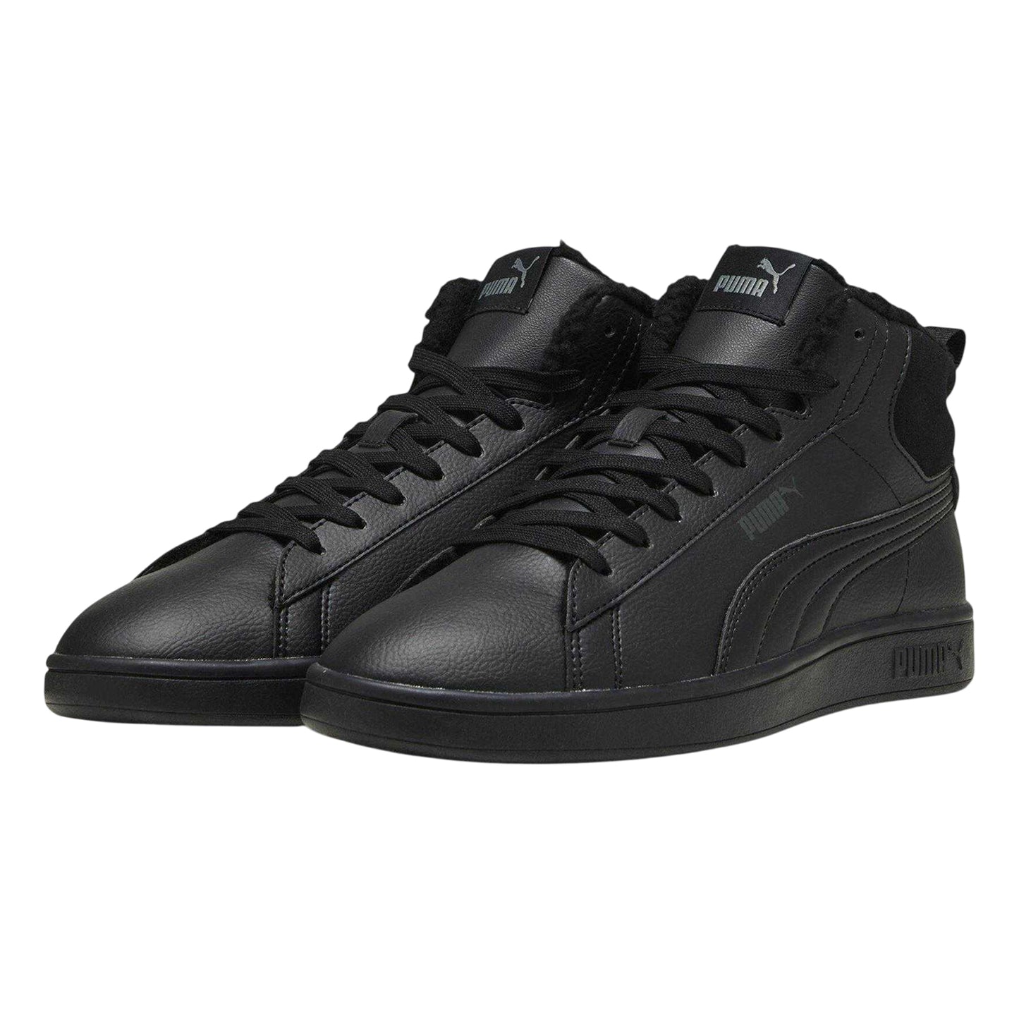 Black-Grey - Pack Shot - Puma Mens Smash 3.0 Suede Water Resistant Trainers